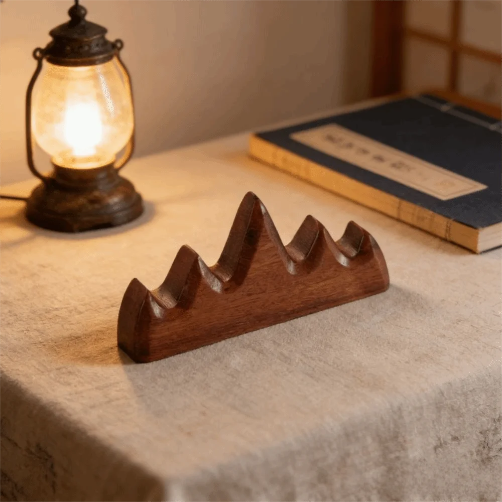 Desk Accessories Solid Wood Pen Holder Handcrafted Red Wood Pen Stand Premium Calligraphy Brush Rack Writing Station