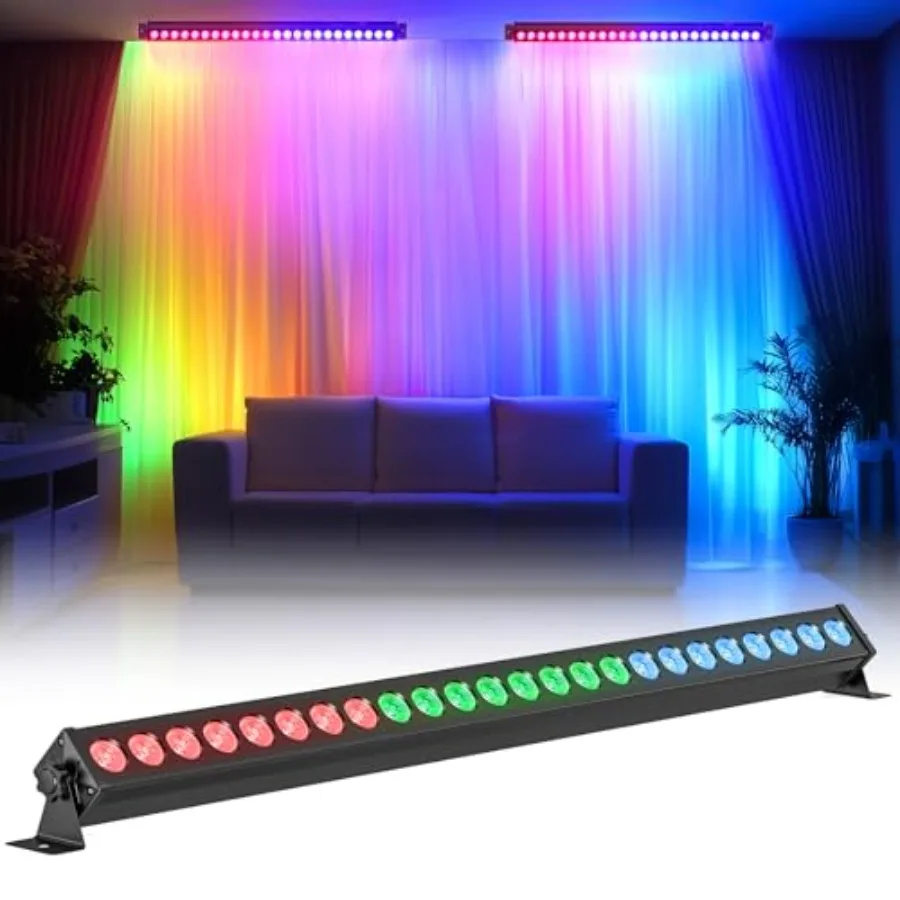 

Led Stage Lights Bar, 7W 4LEDs RGB Dj Strobe Party Lights Bar 3 in Wall Washer Light Indoor with DMX Control AutoPlay Sound Act