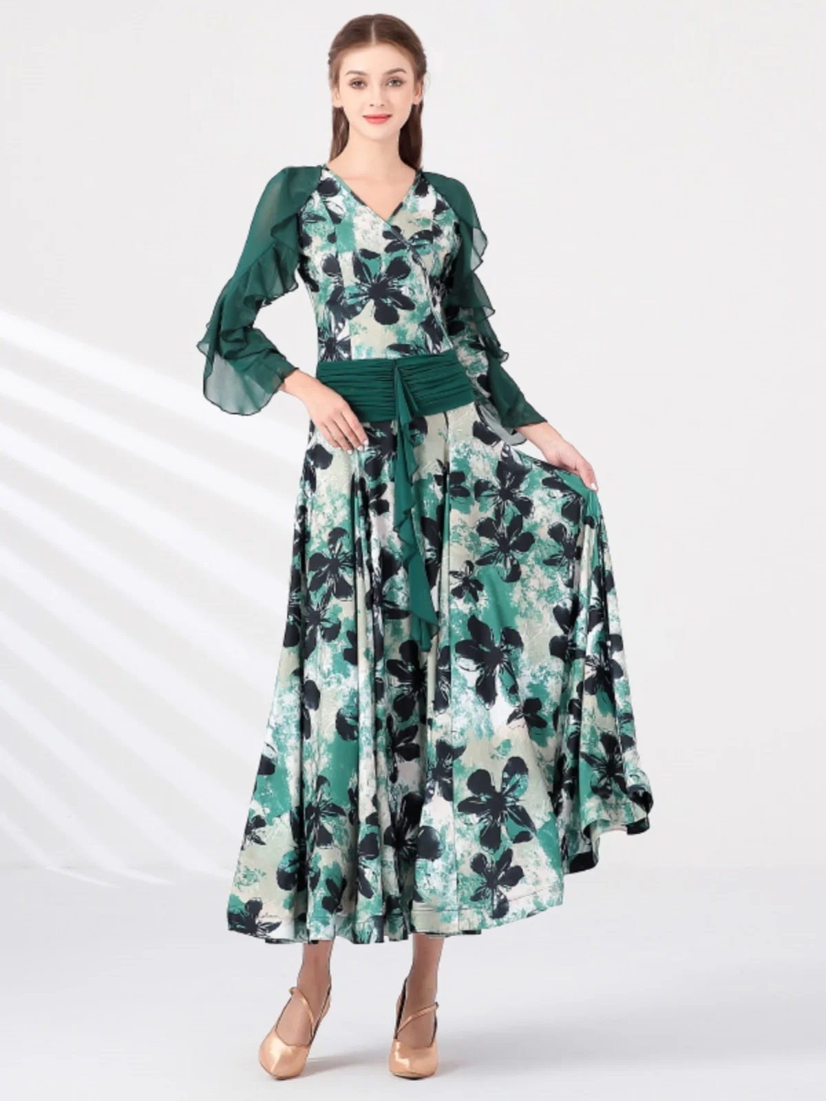 2025 neue Erwachsene Drucken Modern Dance Kleid Ballroom Dance Kostüm Kleid Walzer Ballroom Dance Kleid My 867