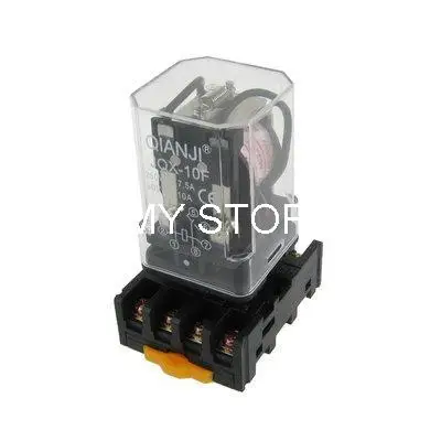 JQX-10F-2Z 12VDC/24VDC/110VAC/220VAC Coil Electromagnetic Relay DPDT 8 Pin w Socket Base