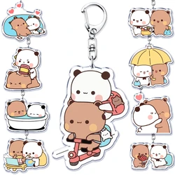 Bubu Dudu-llaveros acrílicos de oso blanco y gris para parejas, anillo para accesorios, colgante para bolso, llavero, joyería, regalos para amantes