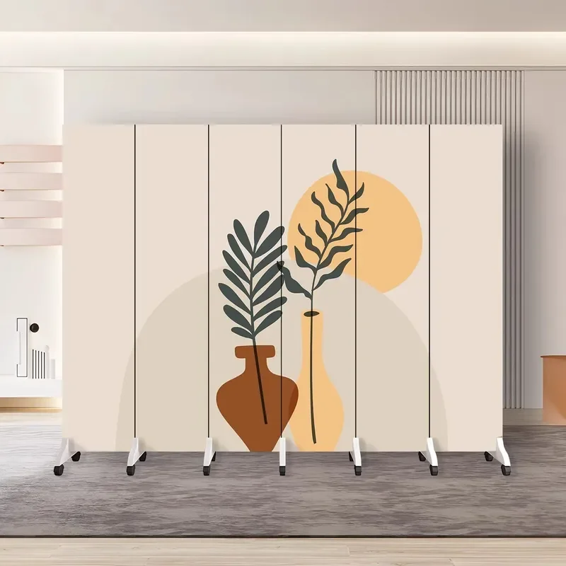 Modern Cream Folding Office Partition Screen Mobile Room Divider for Home Living Room Simple Decorative Privacy Blocker