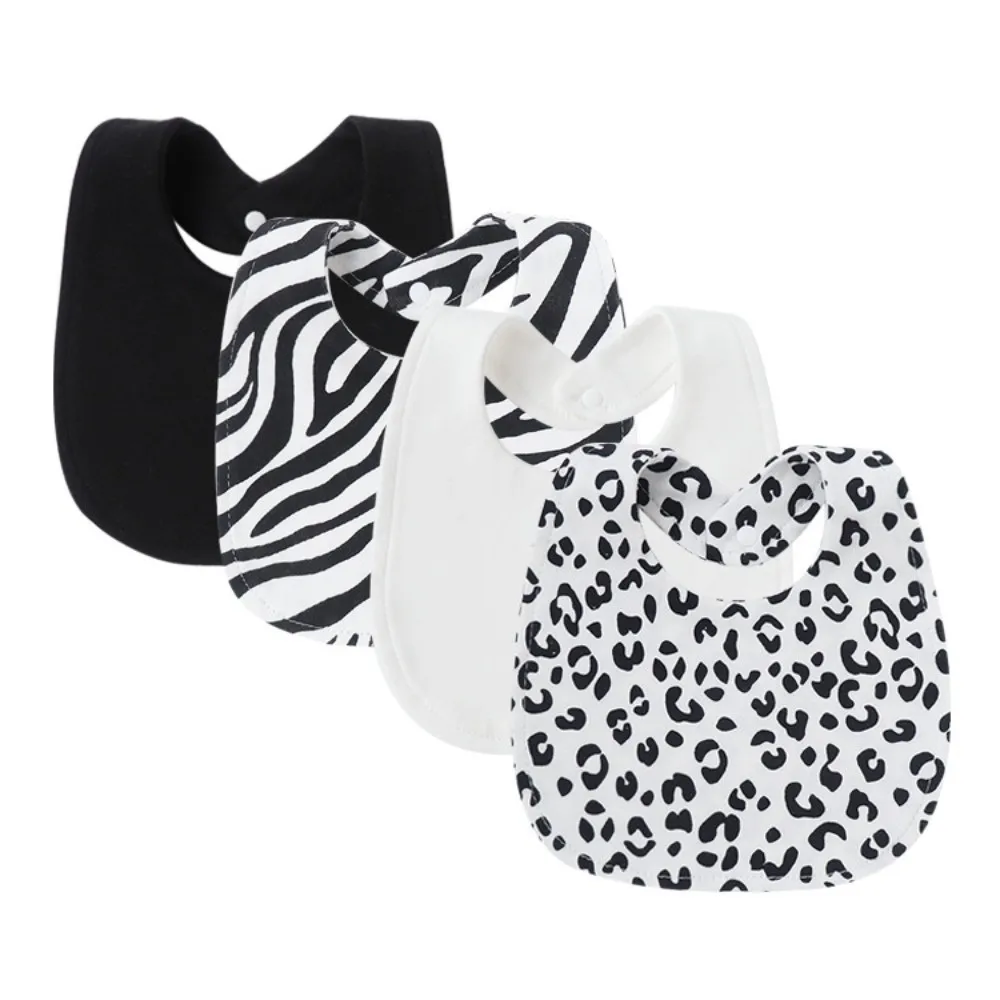 

4Pcs New Cotton Baby Bib Cartoon Print Double Layers Saliva Towels Bibs Set Infant Accessories