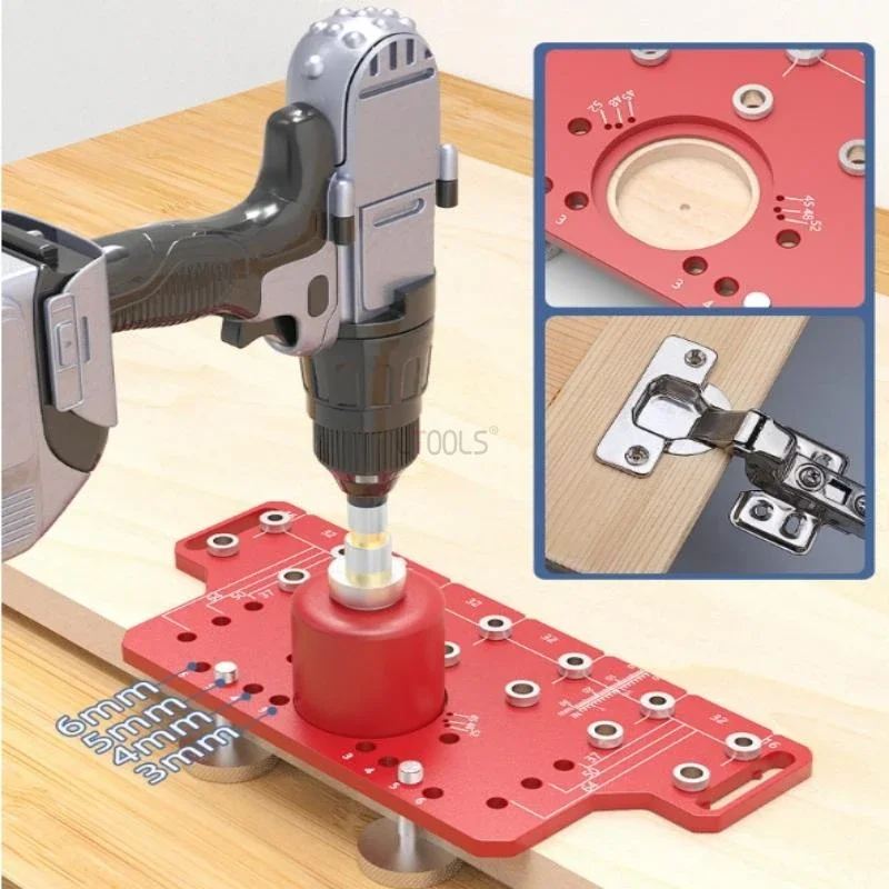 2-in-1 Hinge Cabinet Door Row Hole Puncher Furniture Drilling Locator Shelf Pin Drilling Guide Precise Cabinet Mounting Template