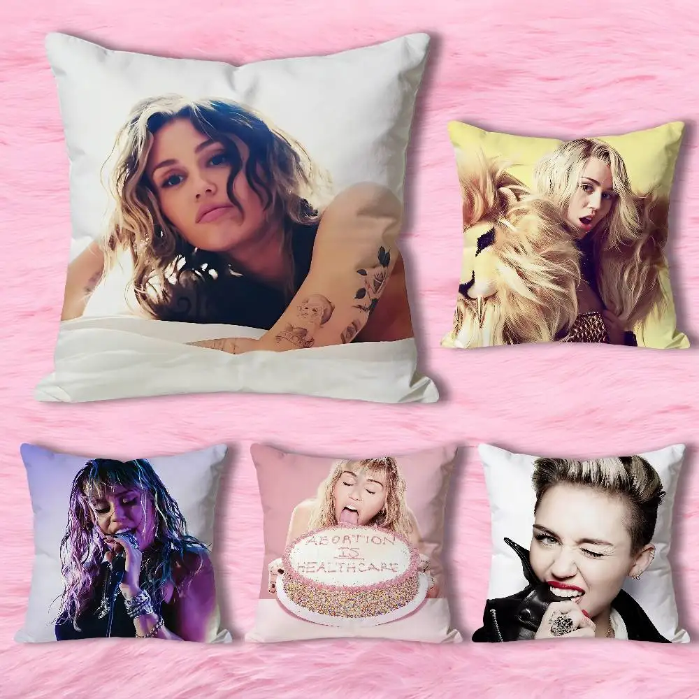 

M-Miley C-Cyrus Singer Anime Celebrity Merchandise All-Match Printed Pillow Case Sofa Car Office Room Decoration Protector