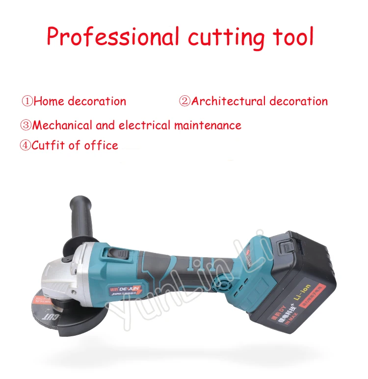 Angle Grinder Power Tools Industrial Wood Metal Cutting Machine Handheld Grinding Machine Polisher 2 Battery 128TV1