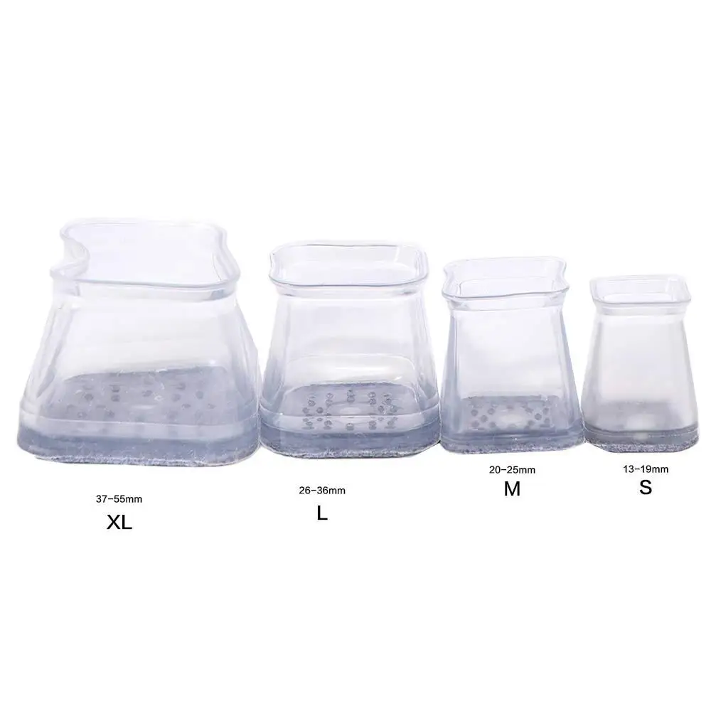 Floor Protectors Chair Leg Cover Non-Slip Reduce Noise Chair Feet Cover Square Thickened Silicone Leg Caps