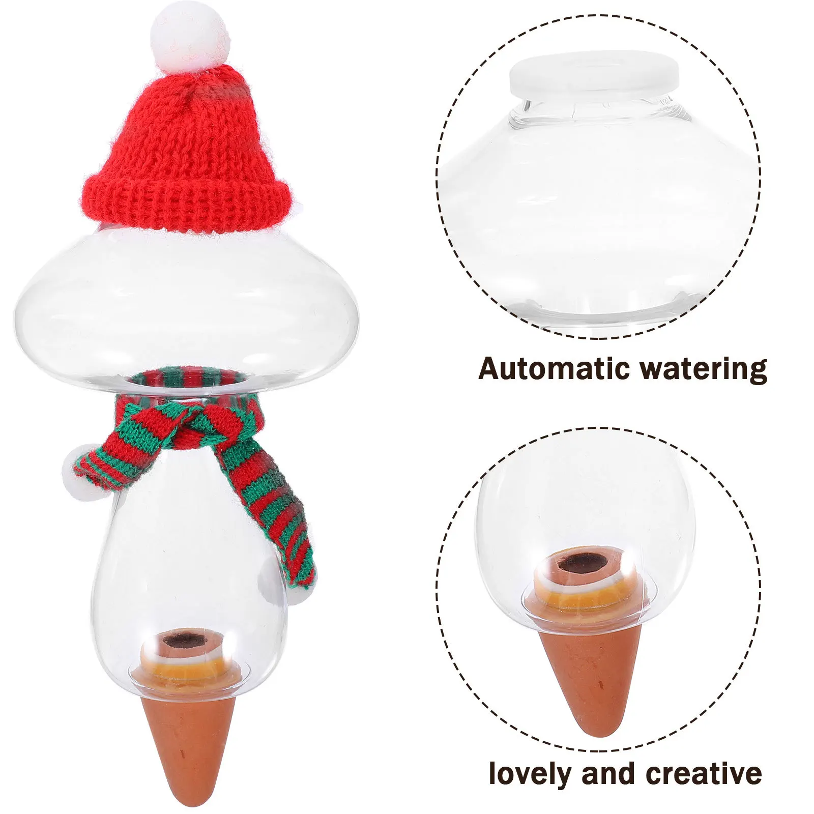 جهاز إدخال ذاتي السقي أوتوماتيكي شفاف على شكل فطر مع قبعة وشاح للنباتات بوعاء نباتات داخلية سقي أوتوماتيكي #3