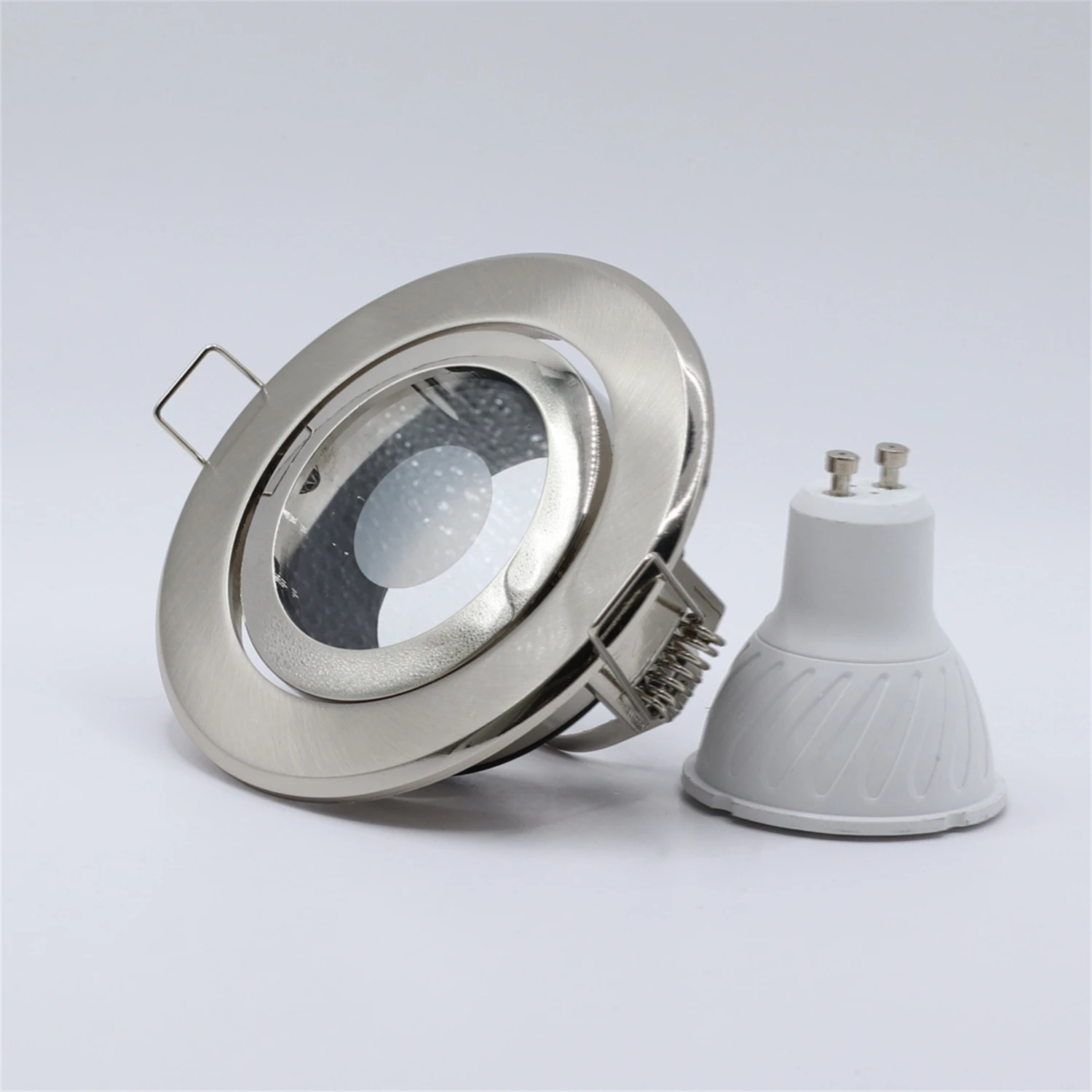 Satin Nickel Invólucro Luz De Teto, Suporte Da Lâmpada, Spotlight, embutido Downlight, Iluminação Nórdica, GU10, MR16, GU5.3