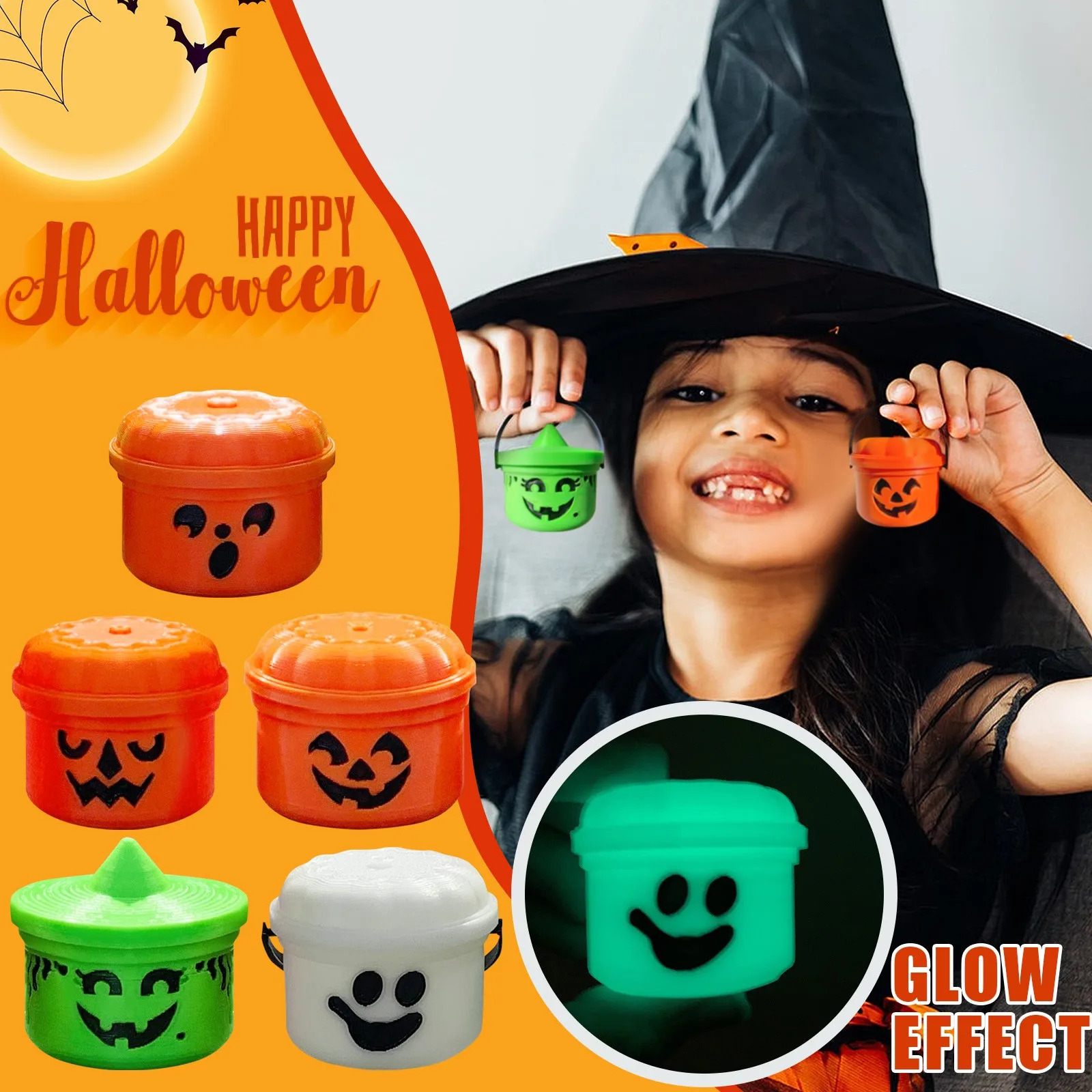 Pumpkin Bucket Halloween Pumpkin Buckets Small Treat Trick Or Buckets Holder Pail Mini Kids Basket Plastic Lantern Baskets