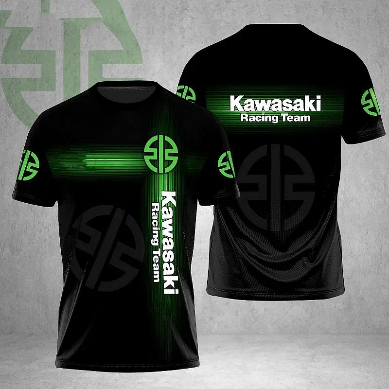

Kawasaki Men's T-shirt New Outdoor Fashion Motorcycle Riding T-shirt 3D Printed Casual Sports Quick Drying Short Sleeve