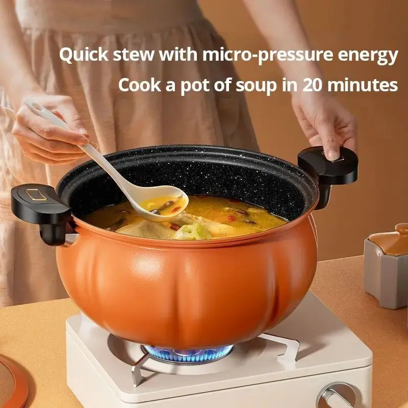 8L Pumpkin Micro Pressure Pot New Home Type Soup Pot Multifunctional Non Stick Pot Gas Stove Universal Soup Pot