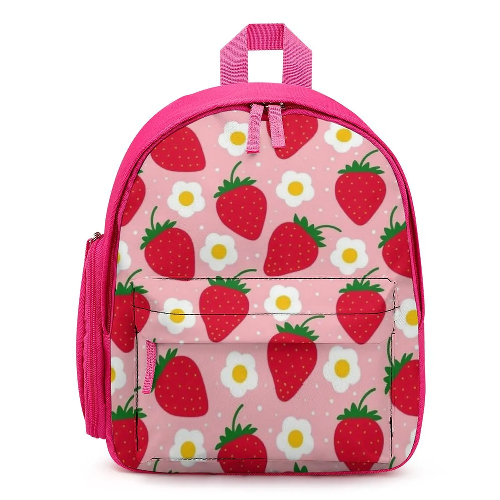 Mochila morango bonito para meninas, padrão dos desenhos animados, personalizado, pequena princesa Fairy Backpack, criança pequena