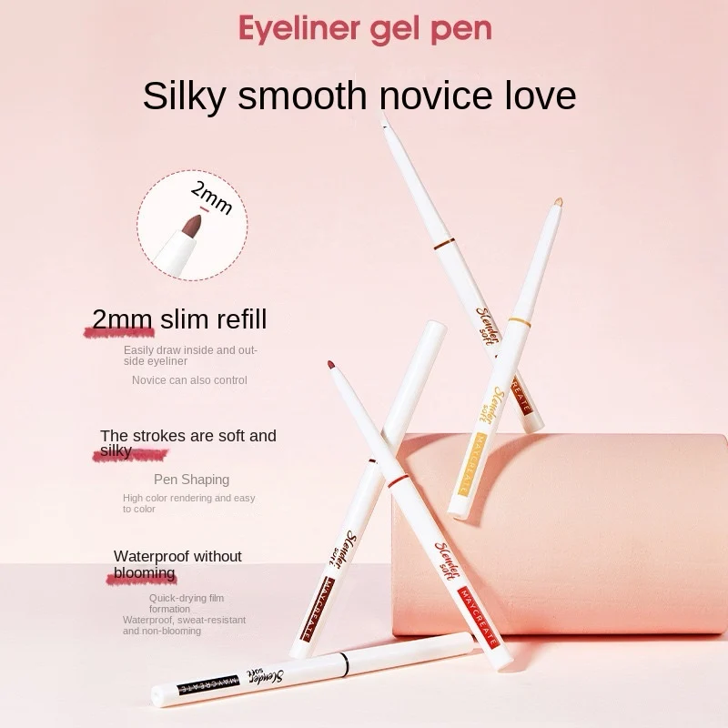 Penna gel per eyeliner Silkworm sdraiata Eyeliner opaco liscio a lunga durata Matita gel per eyeliner impermeabile Trucco coreano ad asciugatura rapida