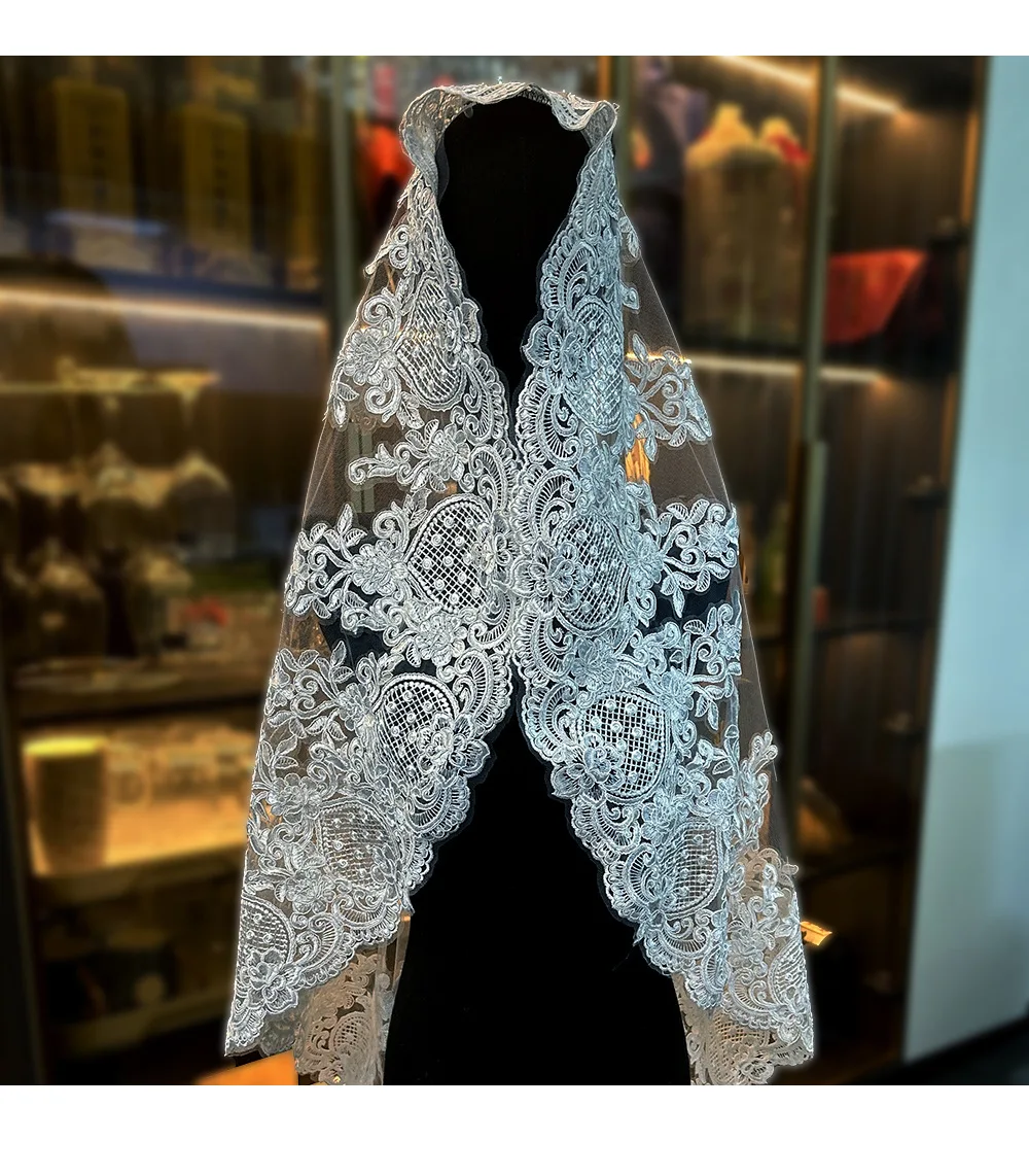 L&P DQL Studio Wedding Veil Short 1.5m Bridal Veils Floral Applique Ivory Wedding Veils Accessories