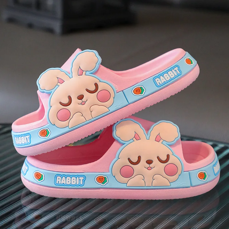 Children Thick Sole Anti-slip Suitable For Batnroom Bedroom Summer Home Slippers For Girls Indoor Cute Bunny Kids Footwear