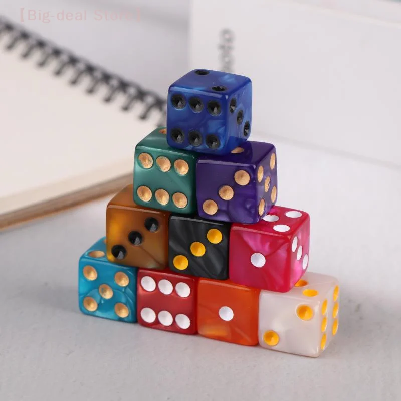 

【M】6-сторонние игровые кости 16 мм, набор акриловых кубиков D6 для DND, RPG, настольной доски Ame или обучающей математики, кости для оттисков авантюрина
