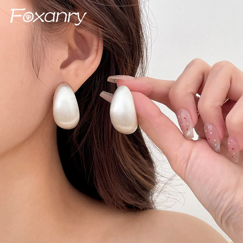 Foxanry Scrub Arc Stud Earrings For Women Girls Minimalist Classic Temperament Fashion Prevent Allergy Engagement Jewelry Gifts