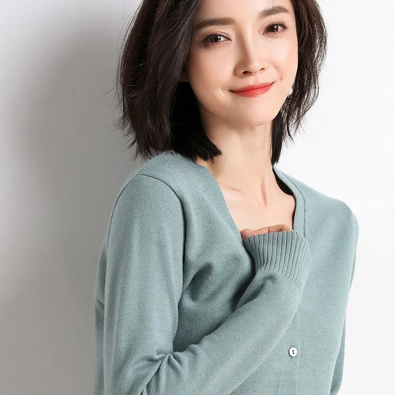 Women 2023 New Cardigan Sweater Jacket Jacket Cropped Air-conditioned Shirt Thin Korean Version Spring Autumn/winter Knitwear