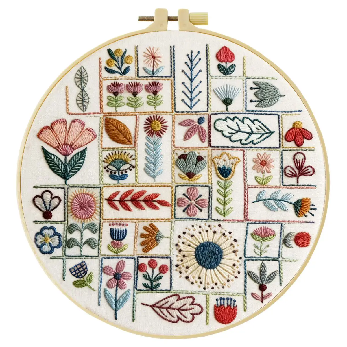 1 Stück 20X20CM/15X15CM 7,87/6,3 Zoll Stickerei-Starter-Kit mit verschiedenen Blumenmotiven DIY-Kit DIY-Stickerei-Set Handarbeiten – Detail 4