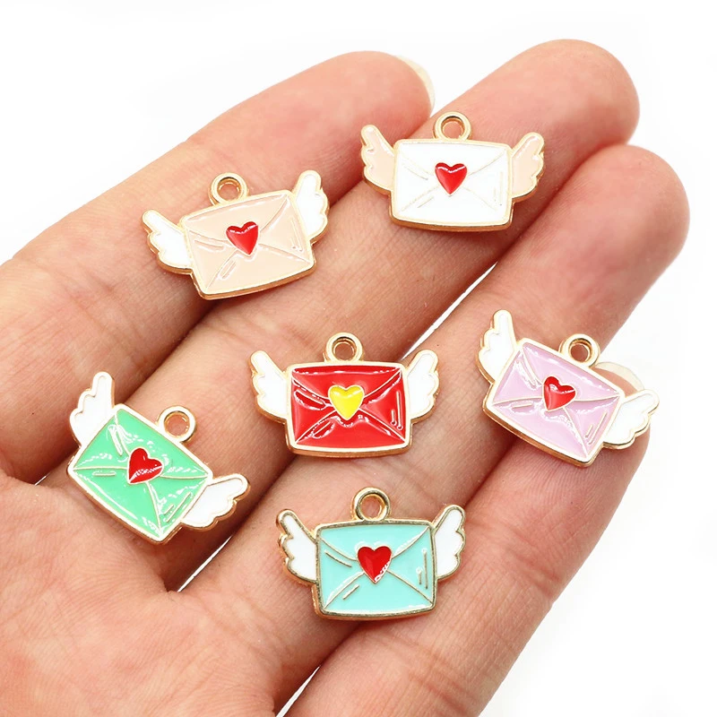 20pcs Metal Enamel Heart Flower Piano Charms Pendant DIY Jewelry Making Accessories for Necklace Earrings Bracelet