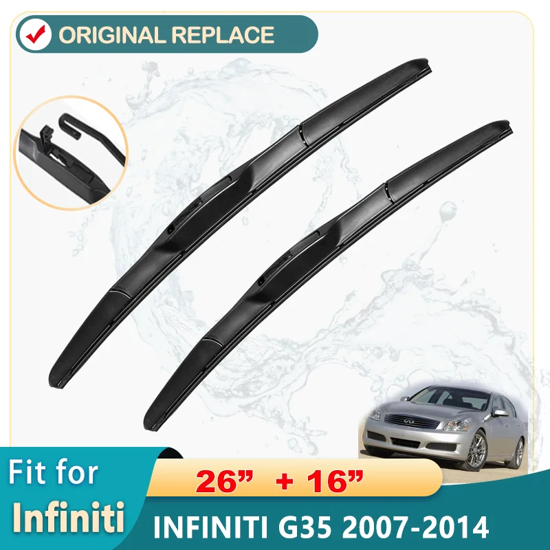 

Car Wiper For INFINITI G35 2007-2014 Front Wiper Blades Soft Rubber Windscreen Wipers Auto Windshield 26" 16" 650mm 400mm