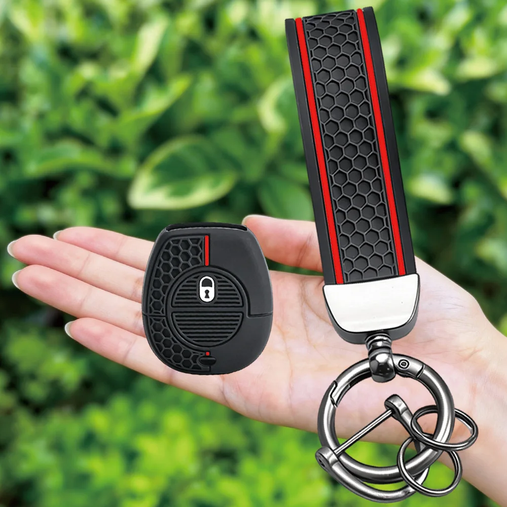Silicone Key Cover Fob Shell Case Jacket For Nissan Micra Almera K12 Terrano Primera P12 X-Trail Car Key Case Holder Keychain