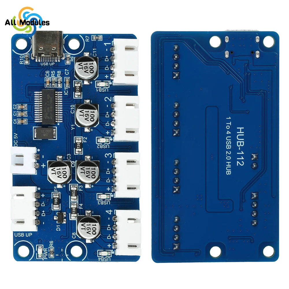 DC 5V 1-to-4 Port USB 2.0 Hub Module Drive USB Splitter Electronic Development Expansion Board XH2.54 PH2.0 Interface