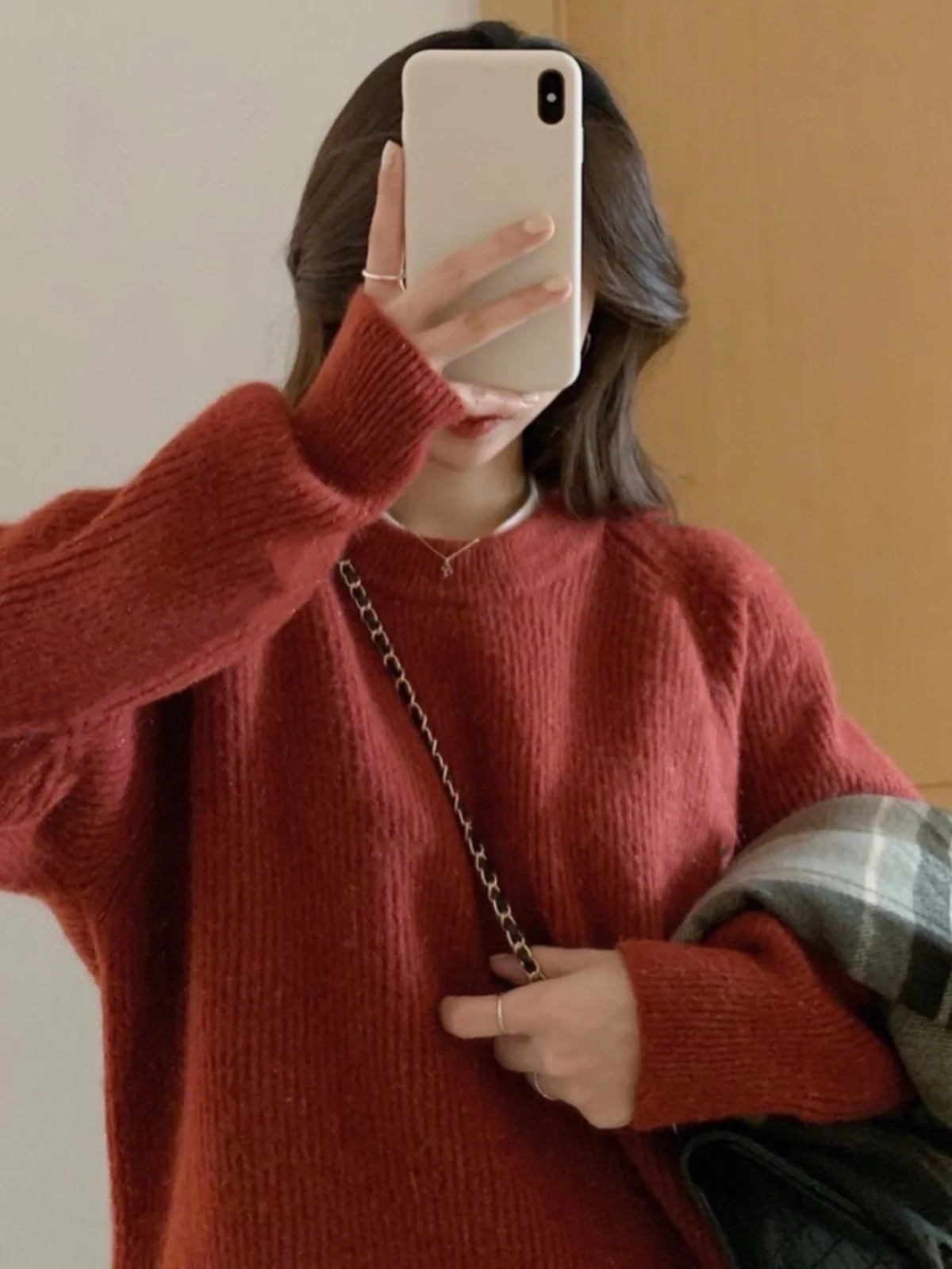 

Tice Thiened round Ne Pullover Knitwear with Raccoon Fur Design Spring Season Color Pure Thiened Sweater