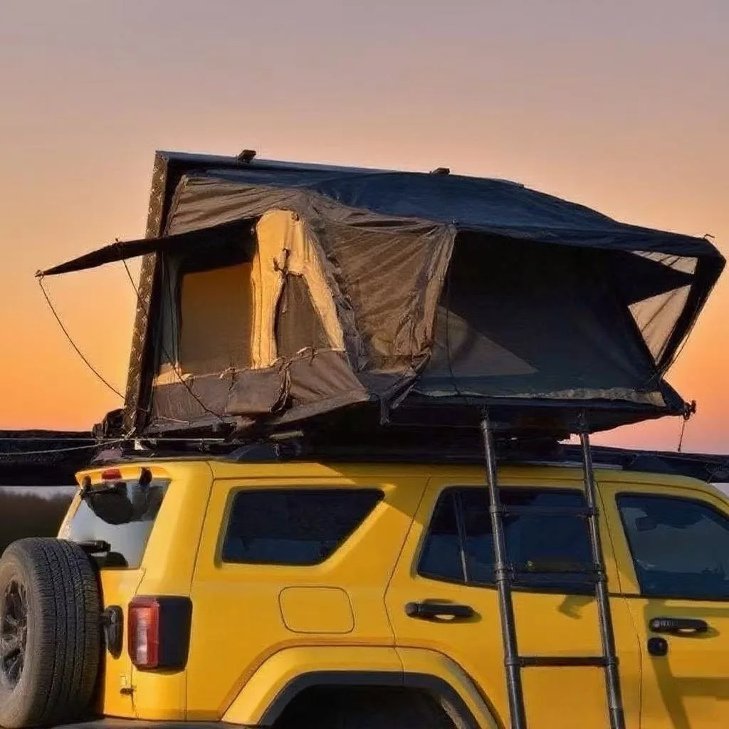 Da Niu Car Roof Tent Aluminum Alloy Oxford Side Flip Fully Automatic Quick Open Four-season 2-3 Person Hard Top Outdoor Camping