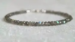 Silver labradorite bracelet / Dainty labradorite stack bracelet / Labradorite jewellery / Gift for her