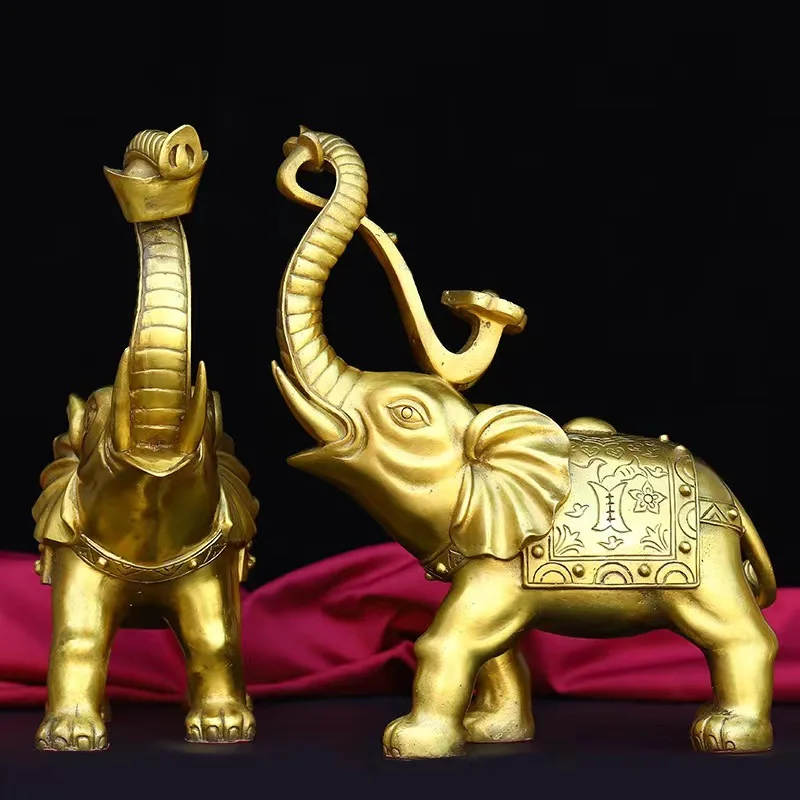 Brass Ingot Elephant Home Decor Ornament for Study Office Space Opening Gift Practical Metal Decoration