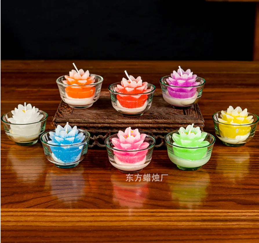 

316261 Набор свечей в коробке для поклонения Будде, свечи в форме лотоса, свечи в форме фруктов и юаньбао, стеклянные свечи в форме чайной чашки