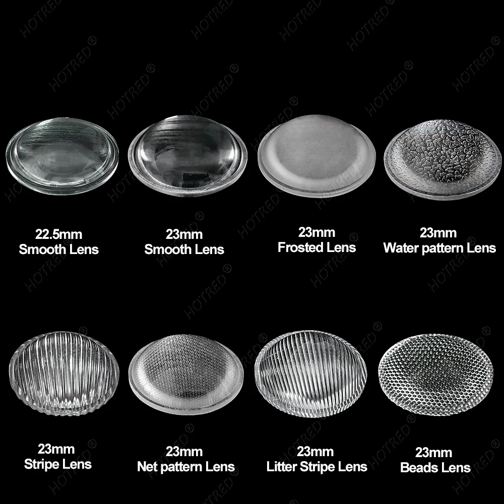 50-100pcs LED Lens Diameter 23mm Height 8mm Plano Convex PMMA Acrylic  Flashlight Torch Focus Lenses Bead Smooth Frosted  Stripe