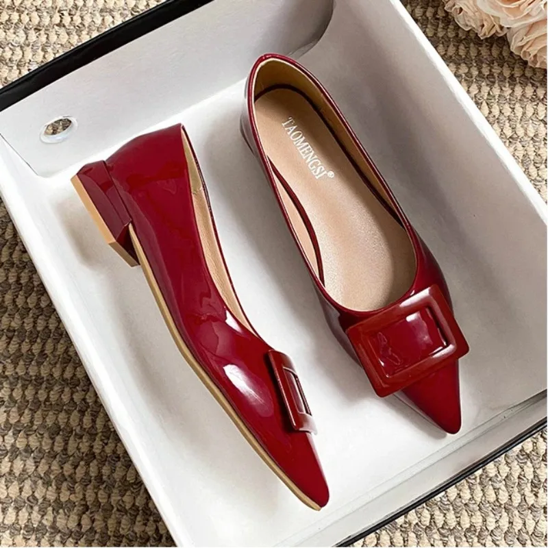 Plus Size 35-43 Women Flats Point Toe Shoes Low Heel Pumps Lady Leahter Shoes Slip on Female Butterfly Knot Ballet Flats