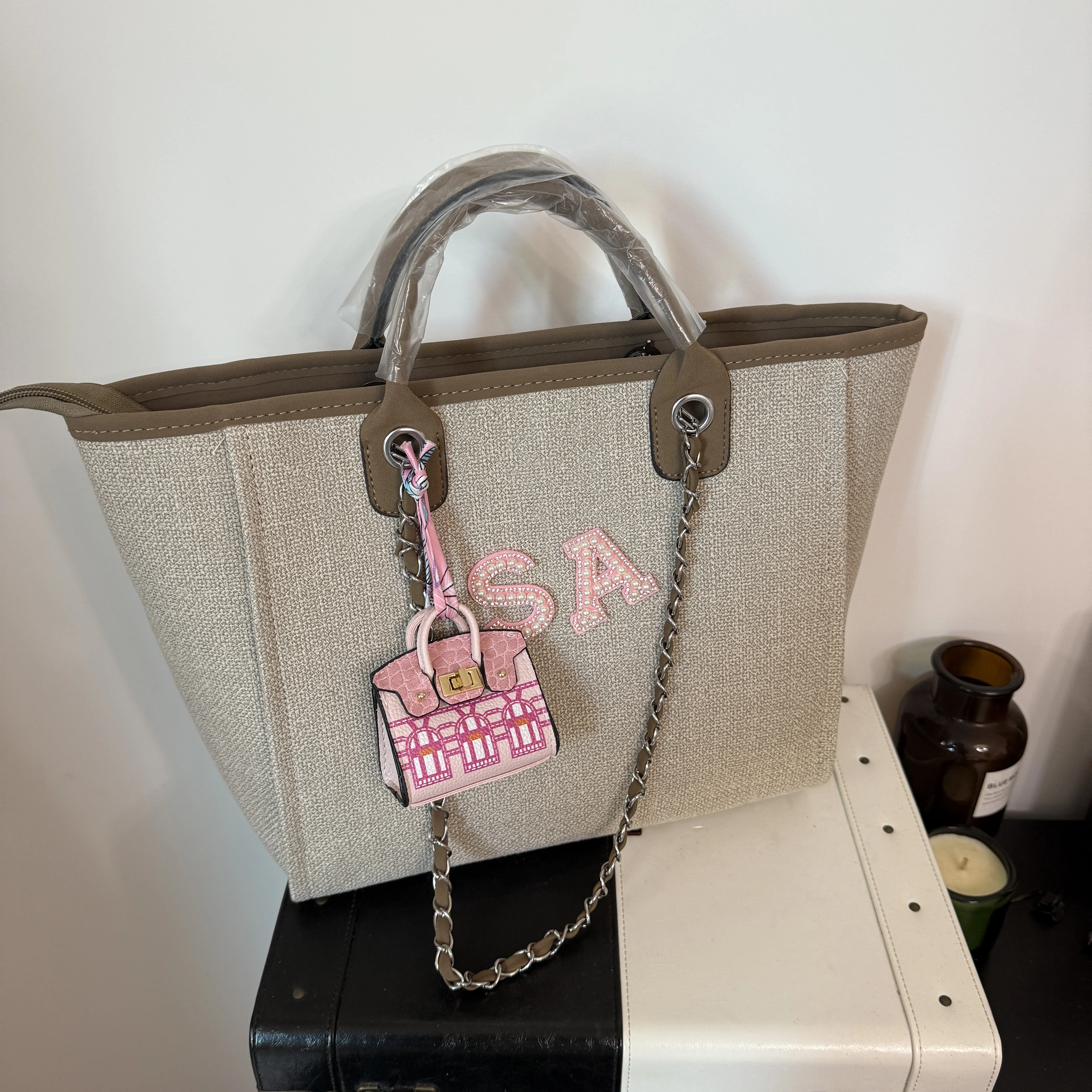Bolso de mano personalizado con letras de perlas, bolso de cadena personalizado, nombre personalizado, regalo de cumpleaños, decoración para fiesta de boda, regalo de novia