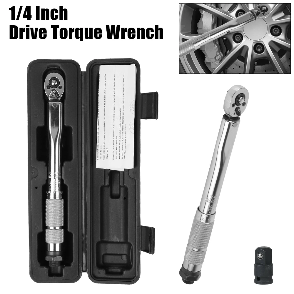 1/4\'\' Drive Car Bike Motorbike Disassembly Tool Spanner Hand Tool Adjustable Torque Wrench 5-25N.m Micrometer Professional