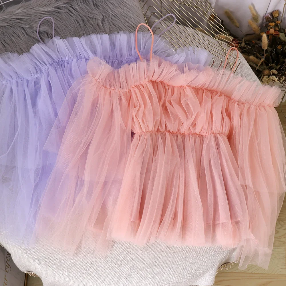 

2025 beautiful top women's spring and summer new foreign style tube top one-word collar off-the-shoulder horn sleeve short