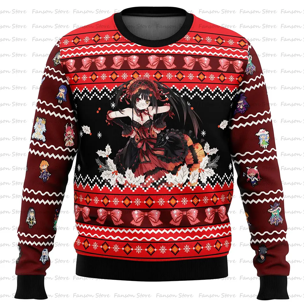 Kurumi-suéter Tokisaki Date A Live Ugly Christmas para hombres y mujeres, de dibujos animados de Anime Sudadera con capucha, Tops, nueva moda, 2024