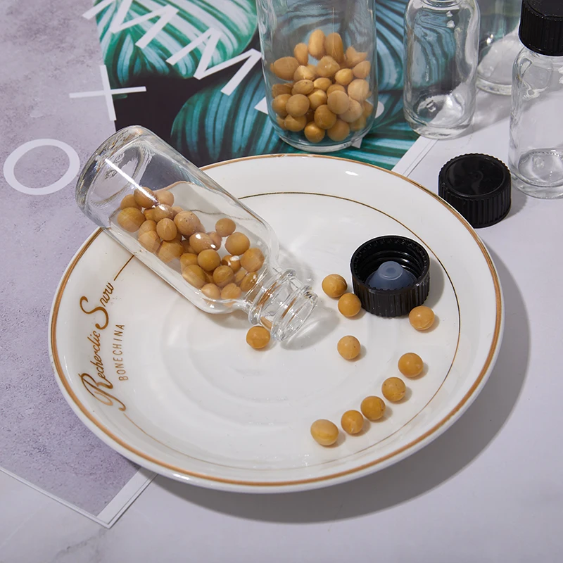 Garrafa plástica do reagente da garrafa de vidro transparente de 6 pces com tampas pequenas garrafas recarregáveis da amostra garrafa da poção do óleo essencial