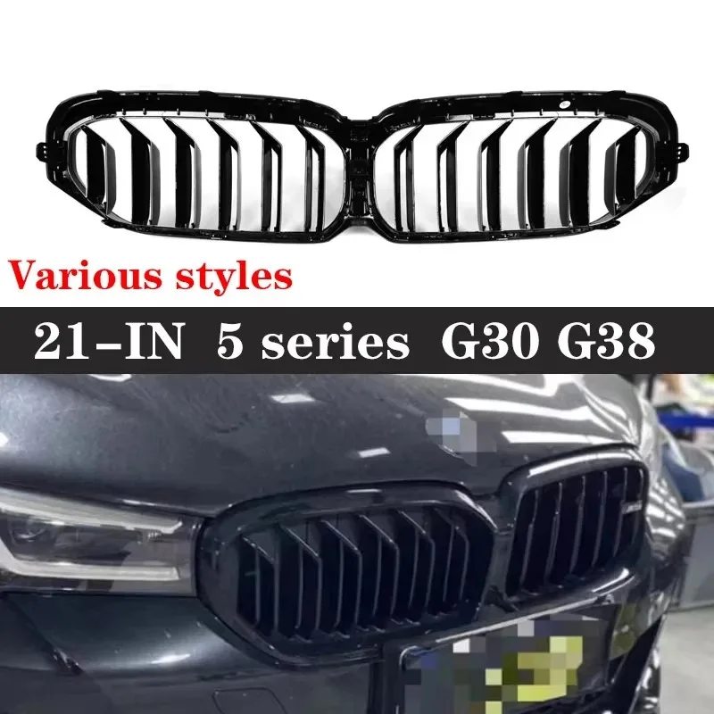 

For BMW 5 Series M5 F90 G30 G38 540i 530 Kidney Grille Glossy Black ABS M Style Color Plastic Front Bumper Auto Decor Grill