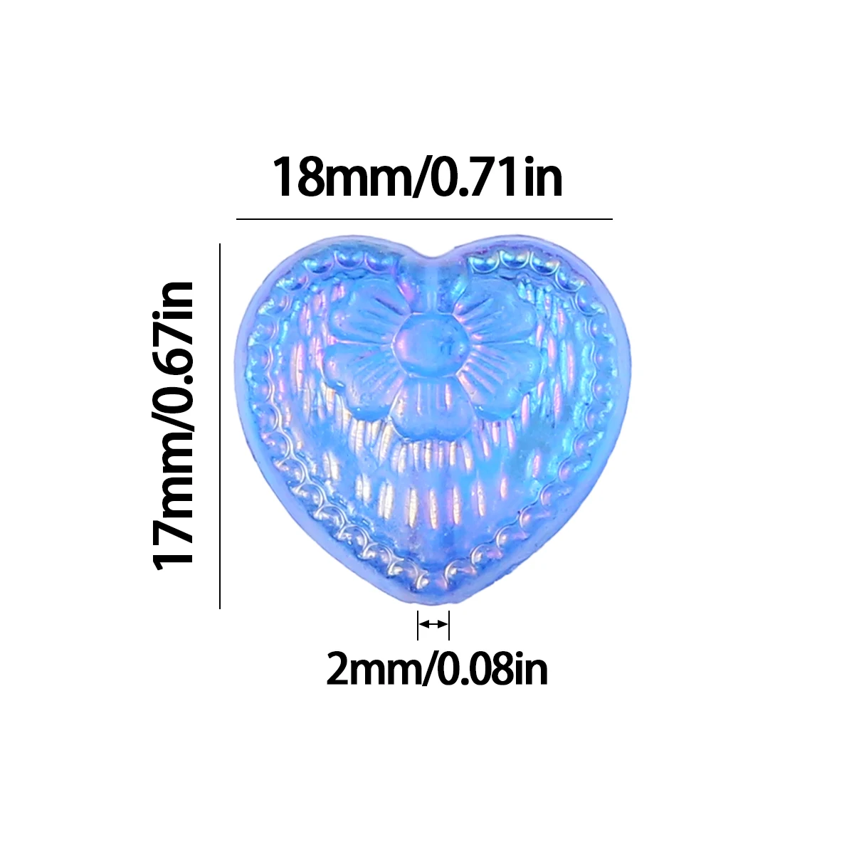 20/40Pcs 17x18MM Acrylic Double-sided Colorful Floral Heart Beads for Jewelry Bracelets Necklace Making DIY Accessory Wholesale