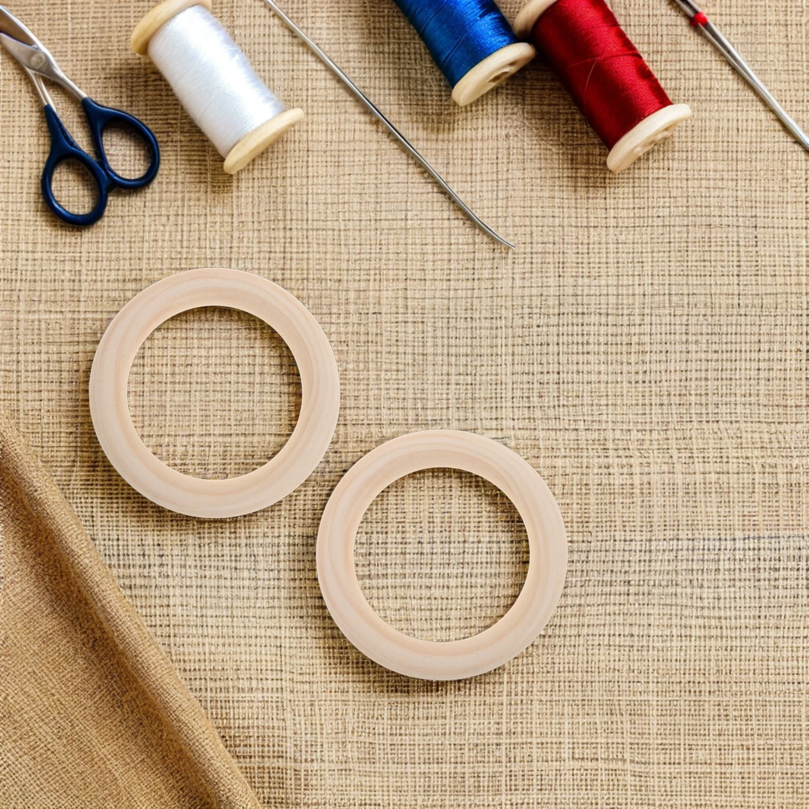 

5 Pcs Handmade Wooden Ring Round Flat Circles Napkin Rings Circular Macrame Hoop Crafts