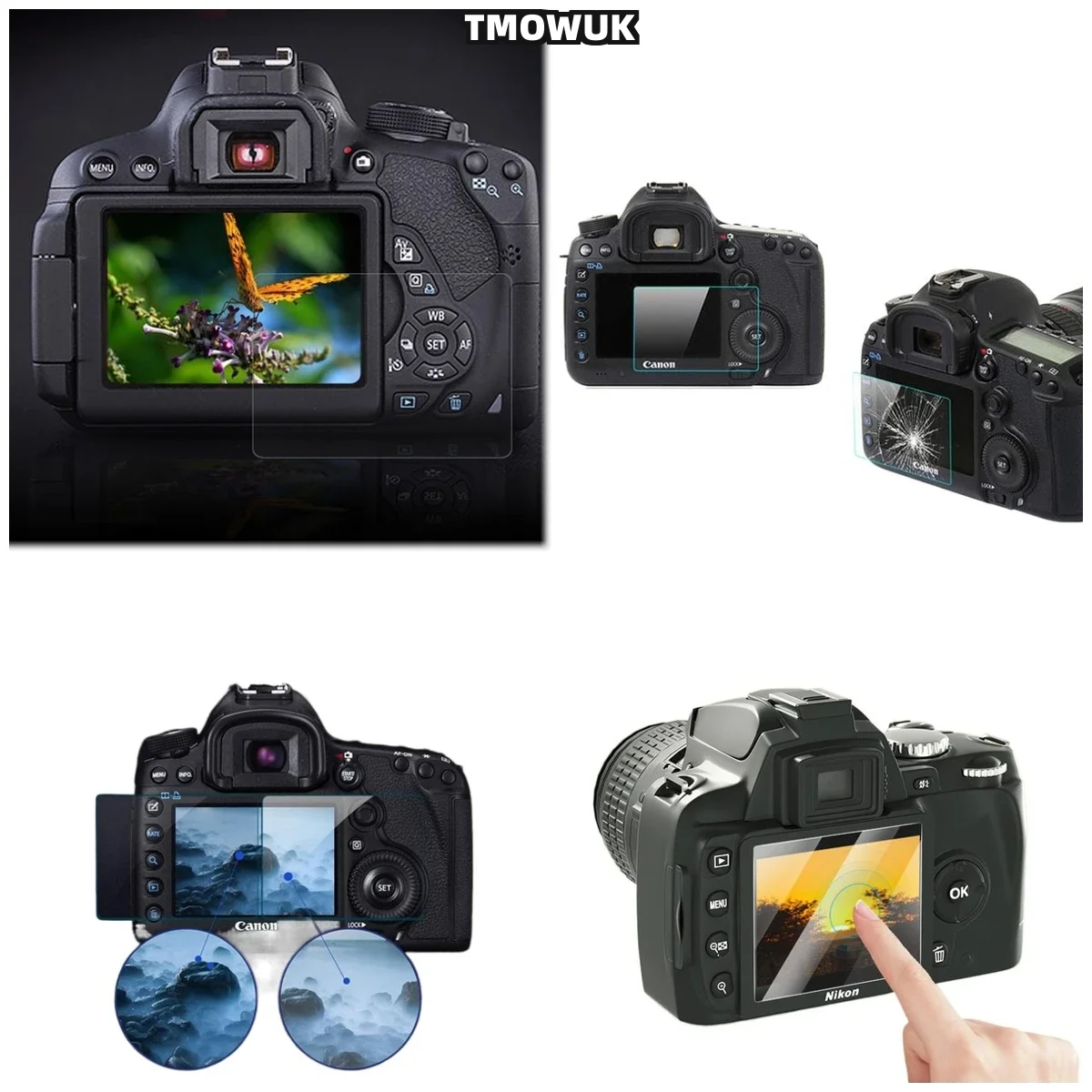 For Nikon D5300 D54 D5500 D5600 Privacy Full Coverage Film - 9H Tempered Glass Screen Protector With Anti Glare & Anti Yellowing