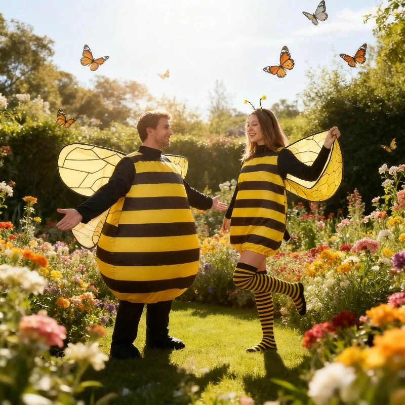 Costumes accessories Unisex Adult Bee & Ladybug Costume Cute Halloween Insect Cosplay Outfit for Men Women Comfortable Stretchy