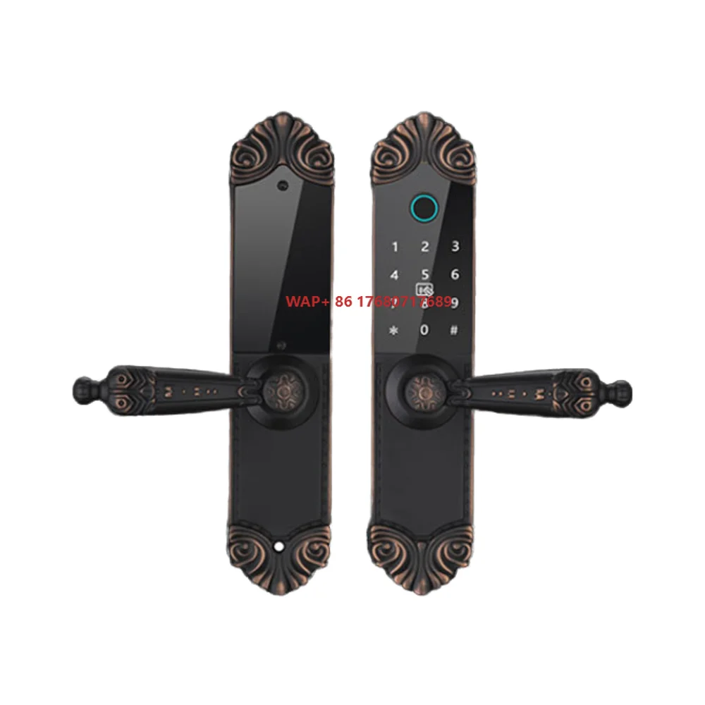 

Retro Style Smart Door Lock - Keyless Entry Fingerprint & PIN Code Lock, Anti-Theft Digital Deadbolt for Wooden Bedroom/Office