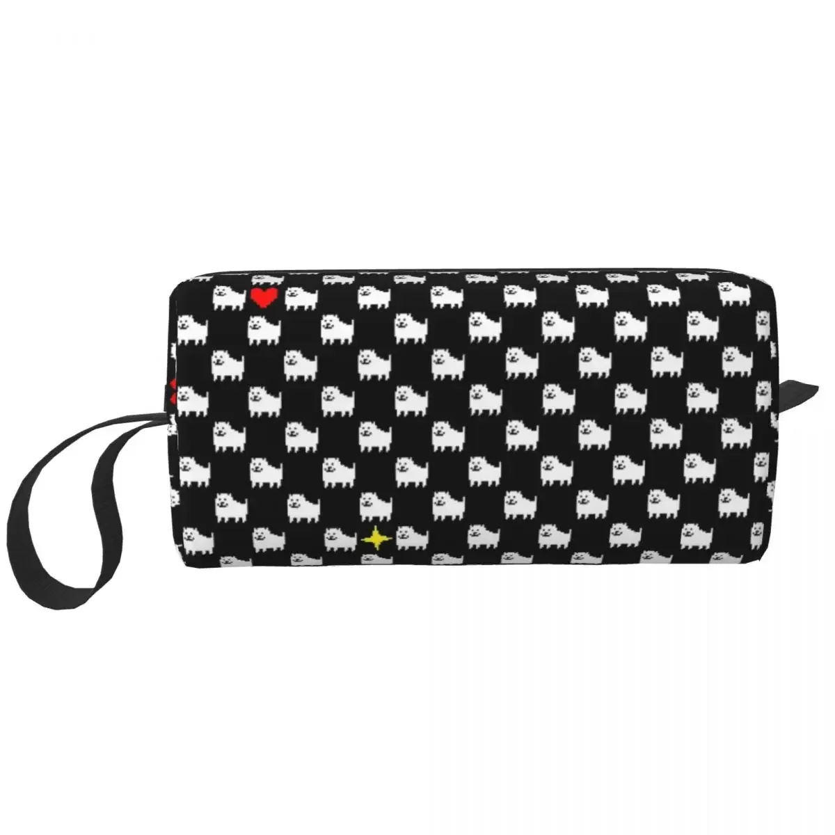 Undertale Dog Heart Makeup Bag Cosmetic Organizer Storage Dopp Kit Toiletry Cosmetic Bag for Women Beauty Travel Pencil Case