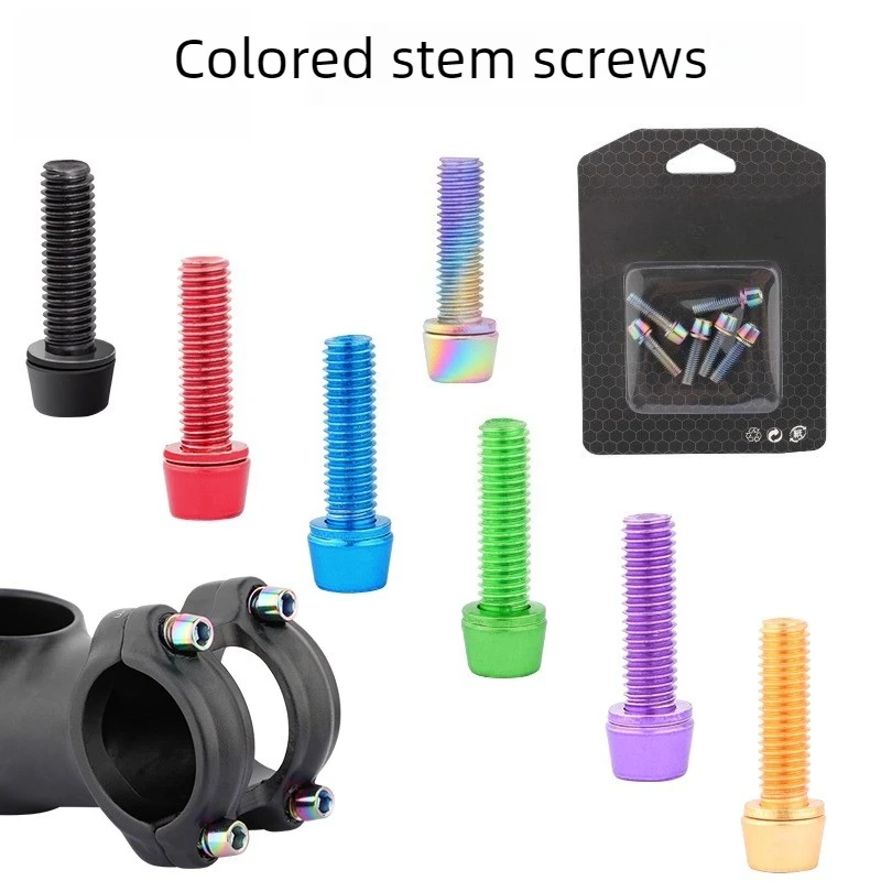 

MTB Stem Screws M5*18MM Titanium Plated Colorful PVD Vacuum Oxidation, Riser Screws, High Strength Anti-Rust