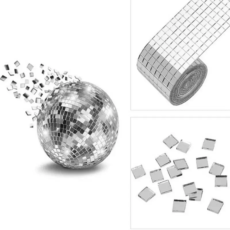 Mosaik-Glasstücke, Glasaufkleber, Disco, Spiegel, Fliesen, Basteln, schneidbar, einfach zu installieren, hitzebeständig, DIY-Zubehör für Bodenfliesen