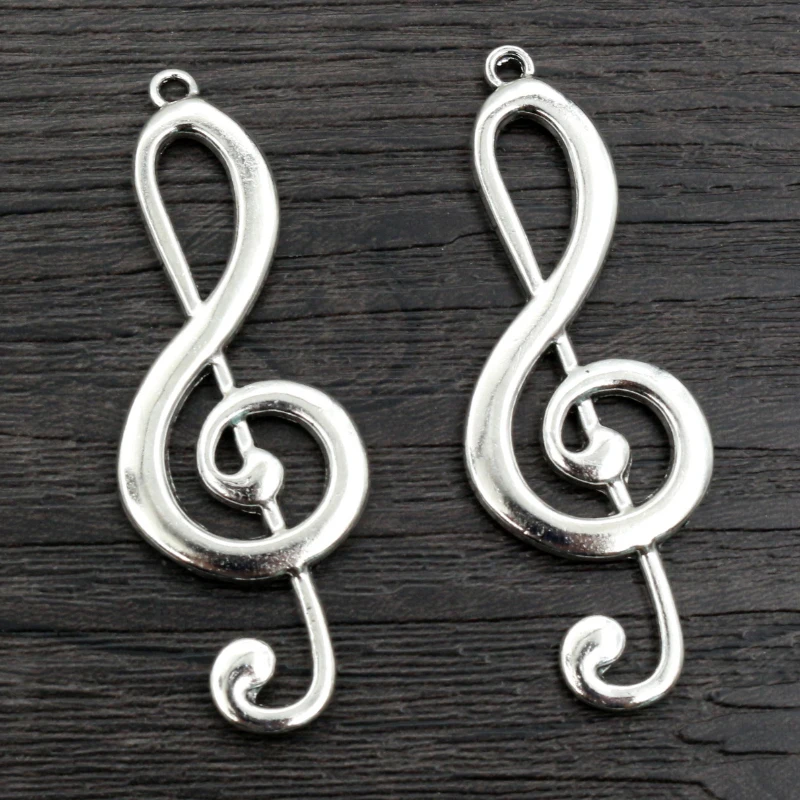 10pcs 61x22mm Antique Silver Plated Music Note Treble Clef Handmade Charms Pendant:DIY Jewelry Findings Supplies